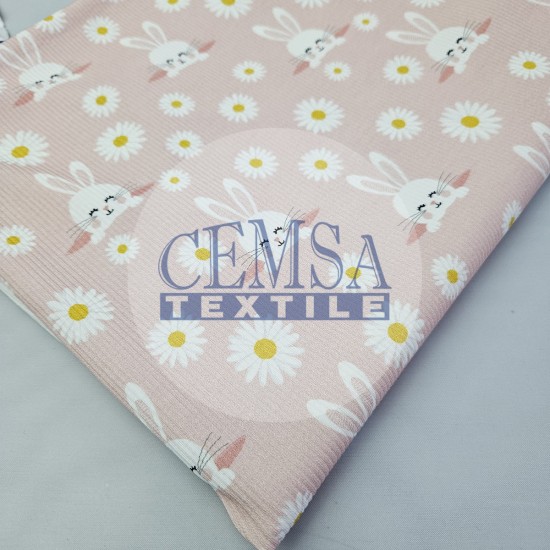 Printed 2x2 Kashkorse Fabric 94% Cot 6% Ea | Daisy Cemsa Textile