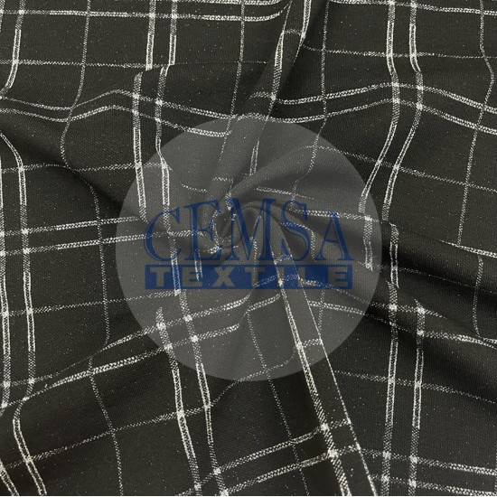 Knitted Jacquard Fabric 55% Pes 25% Vsc 15% Lurex | 5337-01G Cemsa Textile