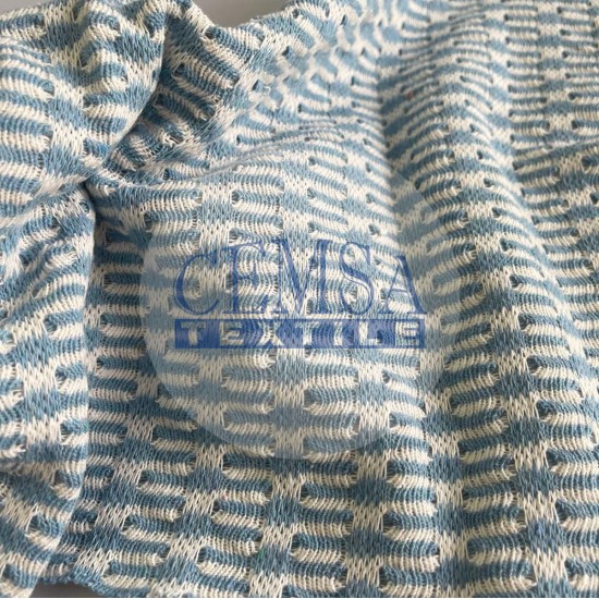 Knitted Jacquard Fabric 65% Cot 25% Pes 10% Acr | Blue Cemsa Textile