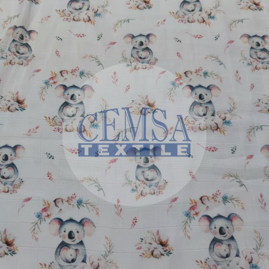 Printed Muslin | 100% Cotton | Mother Koala Cemsa Textile