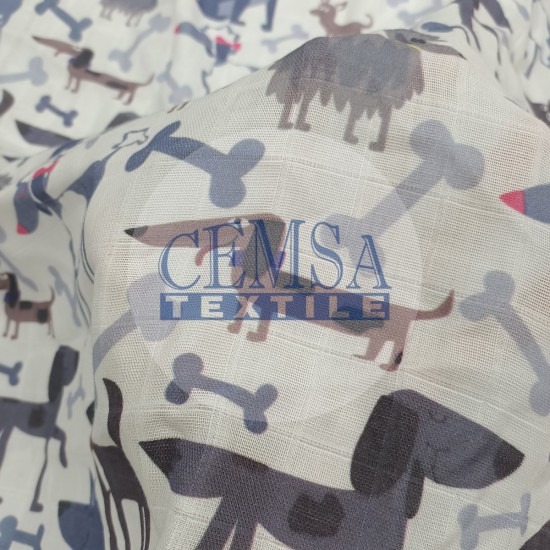 Printed Muslin | 100% Cotton | Dogs Cemsa Textile