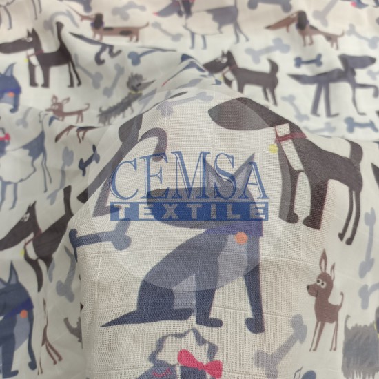 Printed Muslin | 160 cm PM_D Printed Muslin | 100% Cotton | Dogs