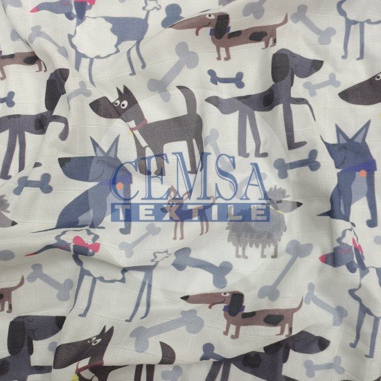 Printed Muslin | 160 cm PM_D Printed Muslin | 100% Cotton | Dogs