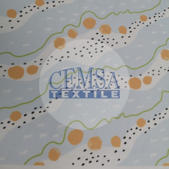 Printed Muslin | 100% Cotton | Wave Cemsa Textile