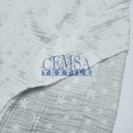 Jacquard Multi Muslin | 100% Cotton | Grey Stars Cemsa Textile