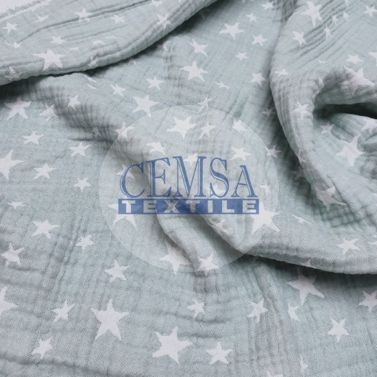 Jacquard Multi Muslin | 100% Cotton | Grey Stars Cemsa Textile