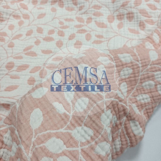 Jacquard Multi Muslin JM-coralleafs Jacquard Multi Muslin | 100% Cotton | Leaf Coral