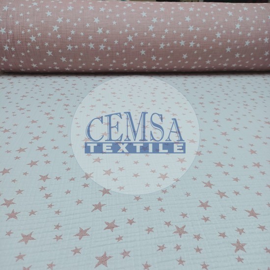 Jacquard Multi Muslin | 100% Cotton | Pink Stars Cemsa Textile