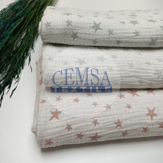 Jacquard Multi Muslin | 100% Cotton | Grey Stars Cemsa Textile