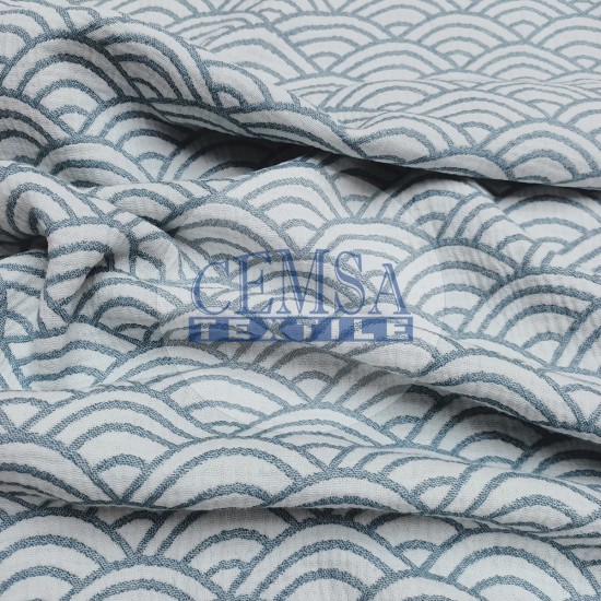 Jacquard Multi Muslin | 100% Cotton | Blue Sunrise Cemsa Textile