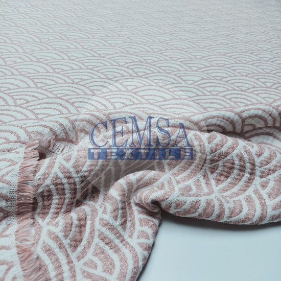 Jacquard Multi Muslin | 100% Cotton | Pink Sunrise Cemsa Textile