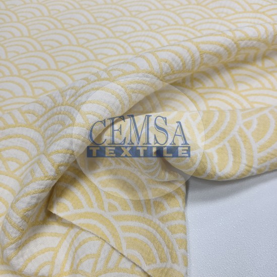 Jacquard Multi Muslin | 100% Cotton | Yellow Sunrise Cemsa Textile