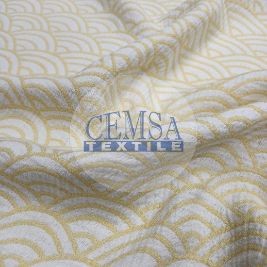 Jacquard Multi Muslin | 100% Cotton | Yellow Sunrise Cemsa Textile