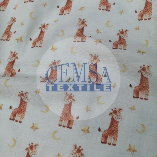 Printed Muslin | 100% Cotton | Little Giraffe Cemsa Textile