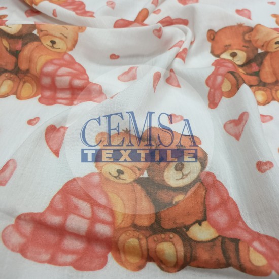 Printed Crinkle Muslin | 100% Cotton | Dear Bears Cemsa Textile