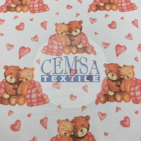 Printed Crinkle Muslin MPDB Printed Crinkle Muslin | 100% Cotton | Dear Bears