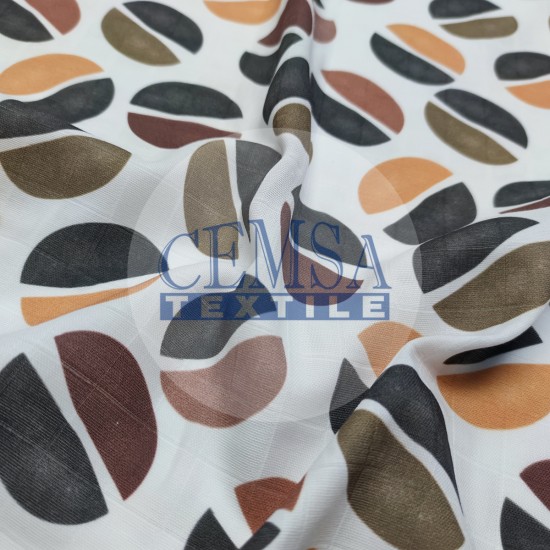 Printed Muslin | 100% Cotton | Coffee Bean Cemsa Textile