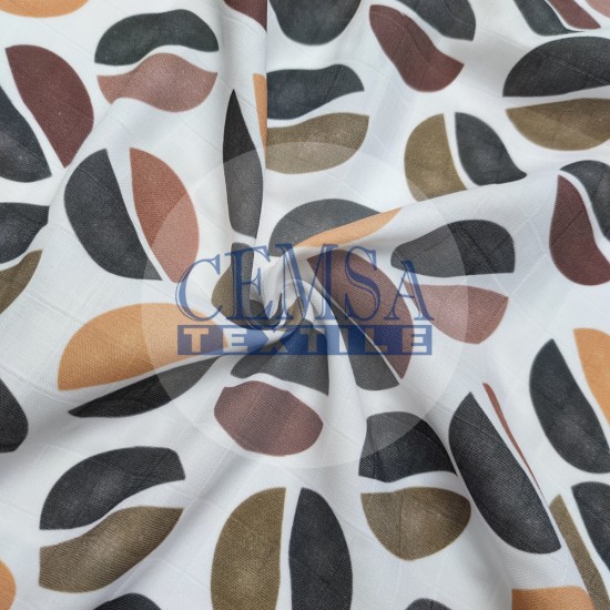 Printed Muslin | 100% Cotton | Coffee Bean Cemsa Textile