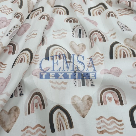 Printed Muslin | 100% Cotton | Brown Rainbow Cemsa Textile