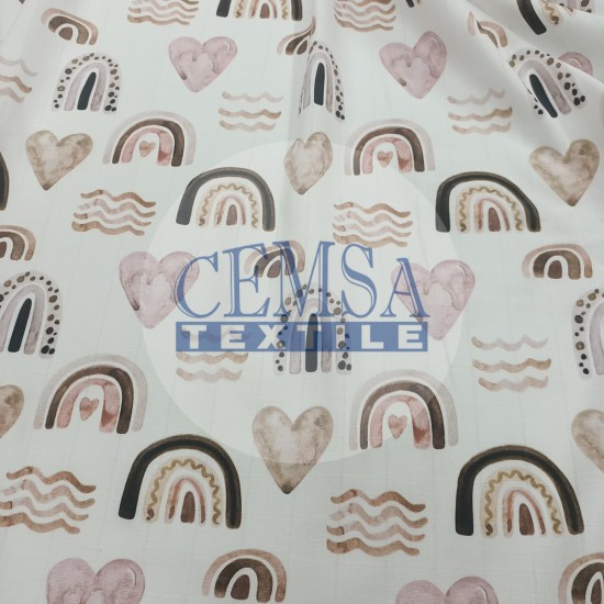 Printed Muslin | 100% Cotton | Brown Rainbow Cemsa Textile