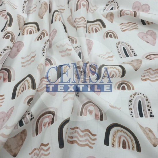 Printed Muslin | 100% Cotton | Brown Rainbow Cemsa Textile