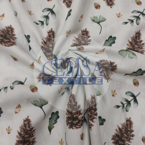 Printed Muslin | 180 cm PM_PNCN Printed Muslin | 100% Cotton | Pinecone