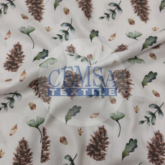 Printed Muslin | 100% Cotton | Pinecone Cemsa Textile