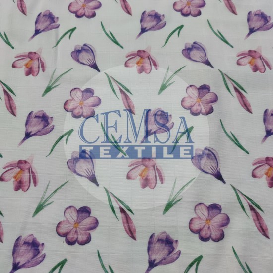 Printed Muslin | 100% Cotton | Crocus Flower Cemsa Textile