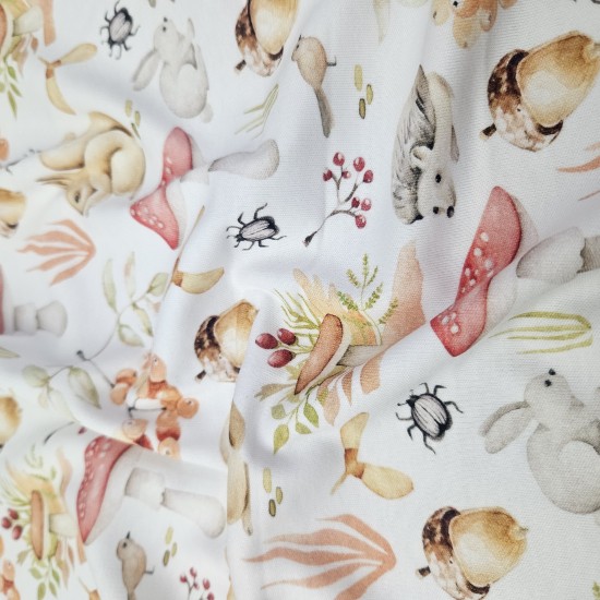 Printed Interlock 100% Cotton | Mushroom Cemsa Textile