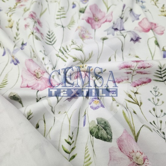 Printed Interlock 100% Cotton | Flowers Cemsa Textile