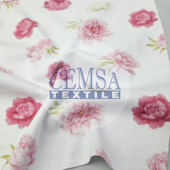 Printed Interlock 100% Cotton | Rose Cemsa Textile