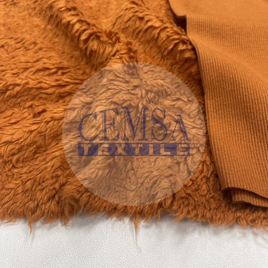 Lambskin Plush Fabric | 95% Cotton 5% Pes | Orange Cemsa Textile