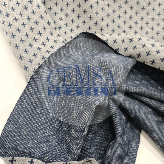 Rib Fabric | 100% Cotton | Navy Blue Plus Figure Cemsa Textile