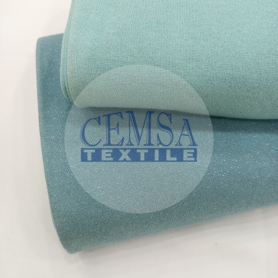 Rib Fabric | 100% Cotton | Glitter Baby Blue Cemsa Textile