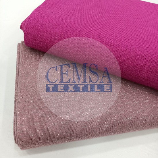 Rib Fabric | 100% Cotton | Glitter Fuchsia Cemsa Textile