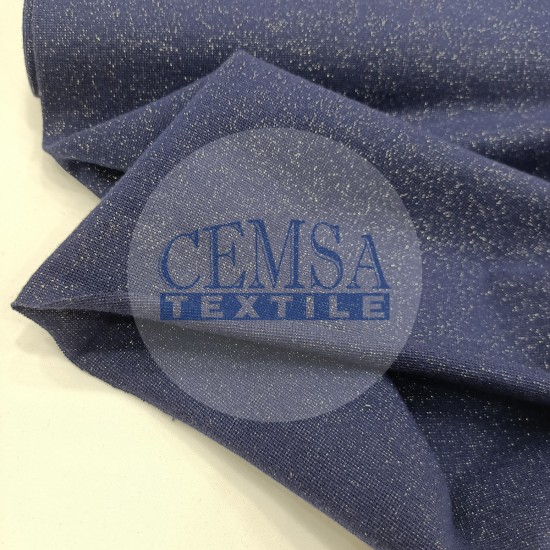 Rib Fabric | 100% Cotton | Glitter Navy Blue Cemsa Textile