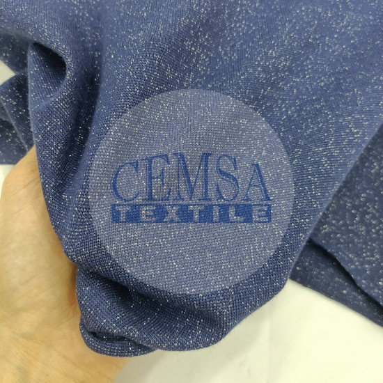 Rib Fabric | 100% Cotton | Glitter Navy Blue Cemsa Textile