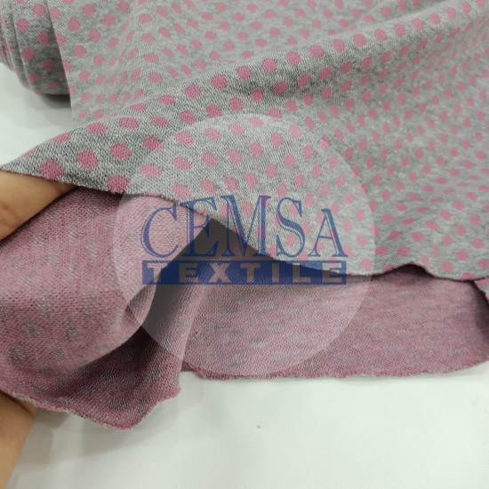 Rib Fabric | 100% Cotton | Pink Dotted Cemsa Textile