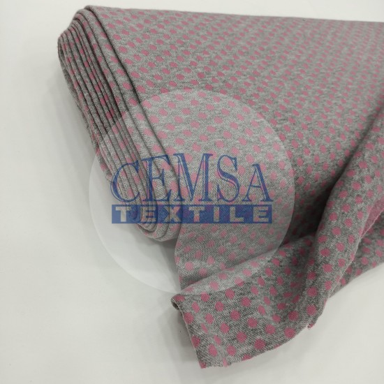 Rib Fabric | 100% Cotton | Pink Dotted Cemsa Textile