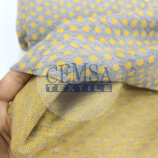 Rib Fabric | 100% Cotton | Yellow Dotted Cemsa Textile