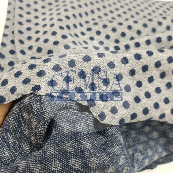 Patterned Rib RBNADNR Rib Fabric | 100% Cotton | Black Dotted