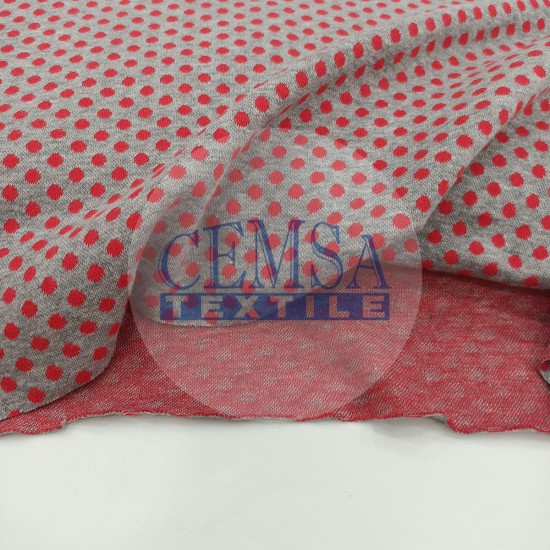 Rib Fabric | 100% Cotton | Red Dotted Cemsa Textile