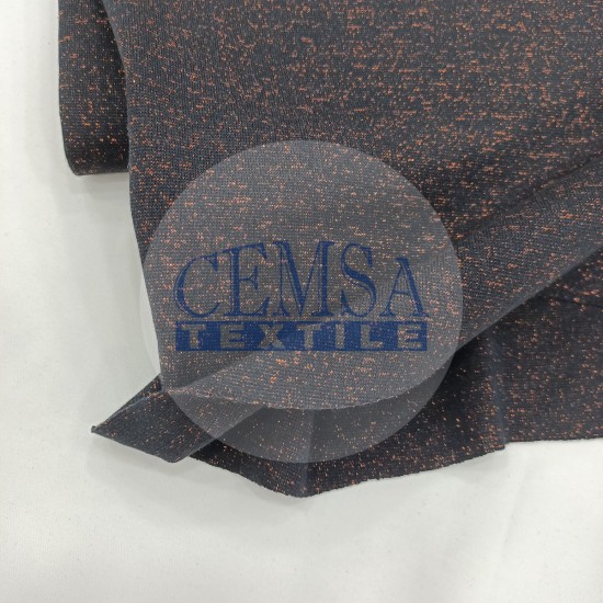 Rib Fabric | 100% Cotton | Glitter Black & Tile Cemsa Textile