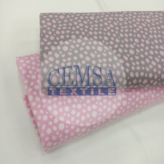 Rib Fabric | 100% Cotton | Grey Ground Pink Cemsa Textile