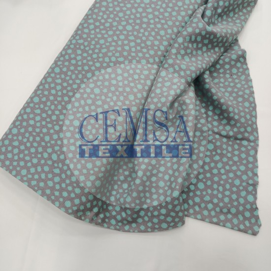 Rib Fabric | 100% Cotton | Grey Ground Turquoise Cemsa Textile