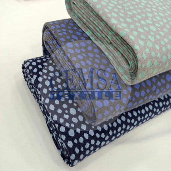 Rib Fabric | 100% Cotton | Navy Blue Ground Blue Cemsa Textile