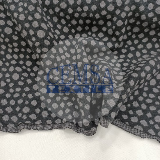 Rib Fabric | 100% Cotton | Black Ground Grey Cemsa Textile