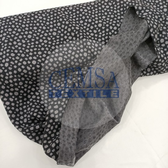 Rib Fabric | 100% Cotton | Black Ground Grey Cemsa Textile