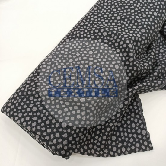 Rib Fabric | 100% Cotton | Black Ground Grey Cemsa Textile