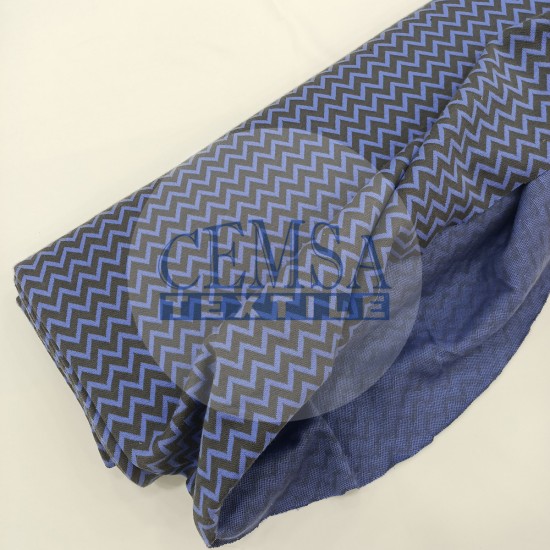 Rib Fabric | 100% Cotton | Blue & Grey Zigzag Cemsa Textile